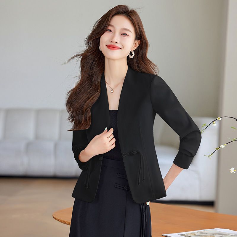 Chinese style spring/summer acetic acid short cut high-end temperament slimming suit jacket