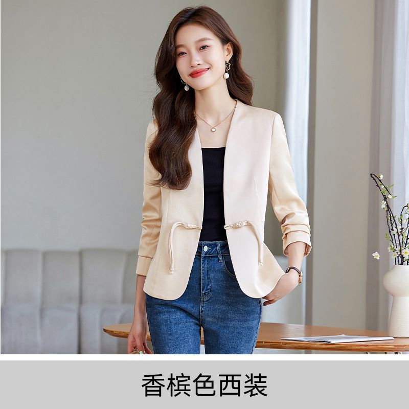 Chinese style spring/summer acetic acid short cut high-end temperament slimming suit jacket