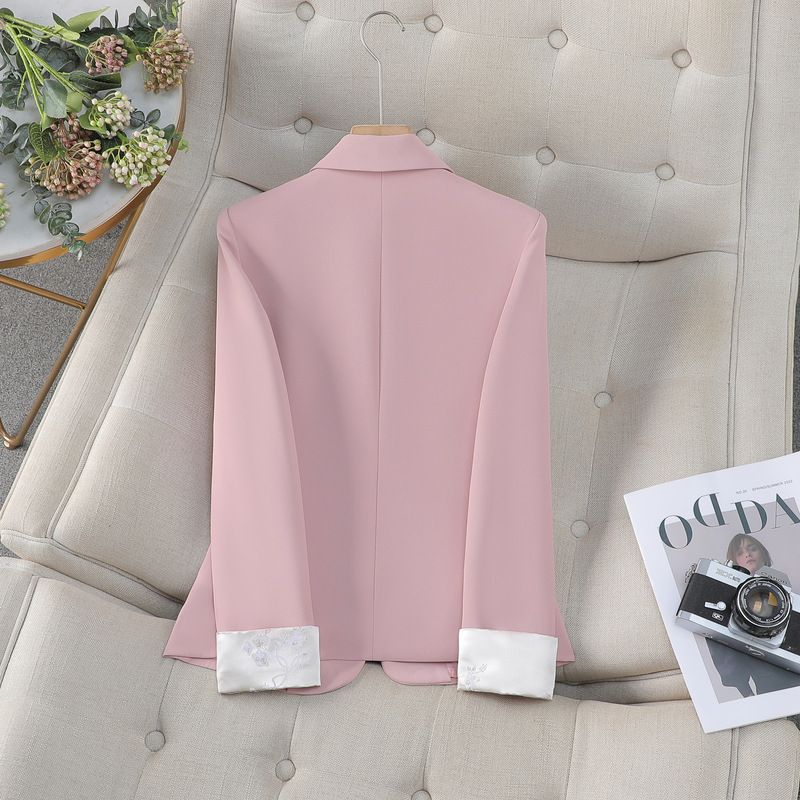 Women's workwear, medical beauty salon, age reducing fashion, office suit jacket, plus size pink business event formal jacket