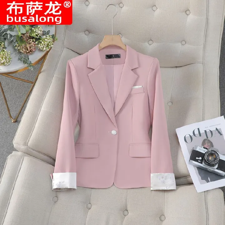 Women's workwear, medical beauty salon, age reducing fashion, office suit jacket, plus size pink business event formal jacket