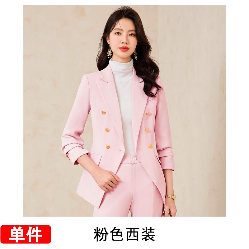 Wholesale Turn Down Collar Long Sleeve Elegant Solid Color Double Breasted Blazer Slim Fit Blazers Ladies Women