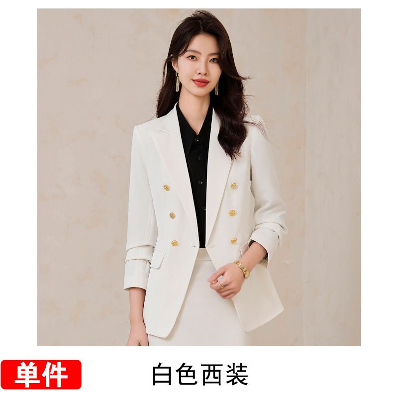Wholesale Turn Down Collar Long Sleeve Elegant Solid Color Double Breasted Blazer Slim Fit Blazers Ladies Women