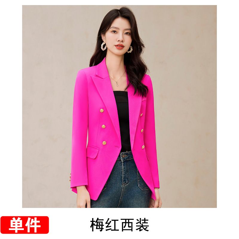 Wholesale Turn Down Collar Long Sleeve Elegant Solid Color Double Breasted Blazer Slim Fit Blazers Ladies Women