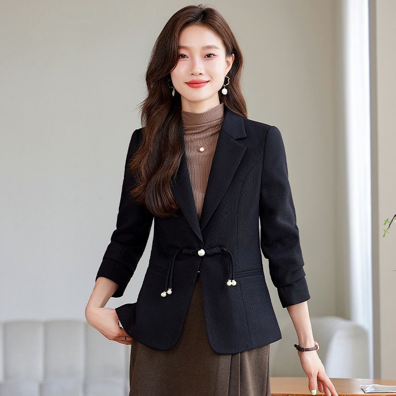 High end business women's sports jacket work clothes office fashion solid color long sleeved suit jacket work clothes