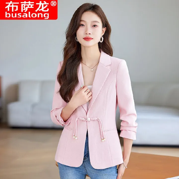 High end business women's sports jacket work clothes office fashion solid color long sleeved suit jacket work clothes