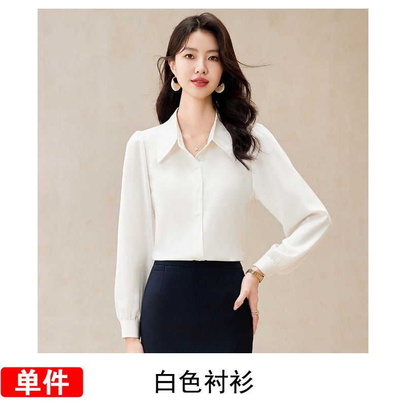 Hot selling long sleeved shirt Solid casual slim fitting temperament Women's shirt Suit bottom top