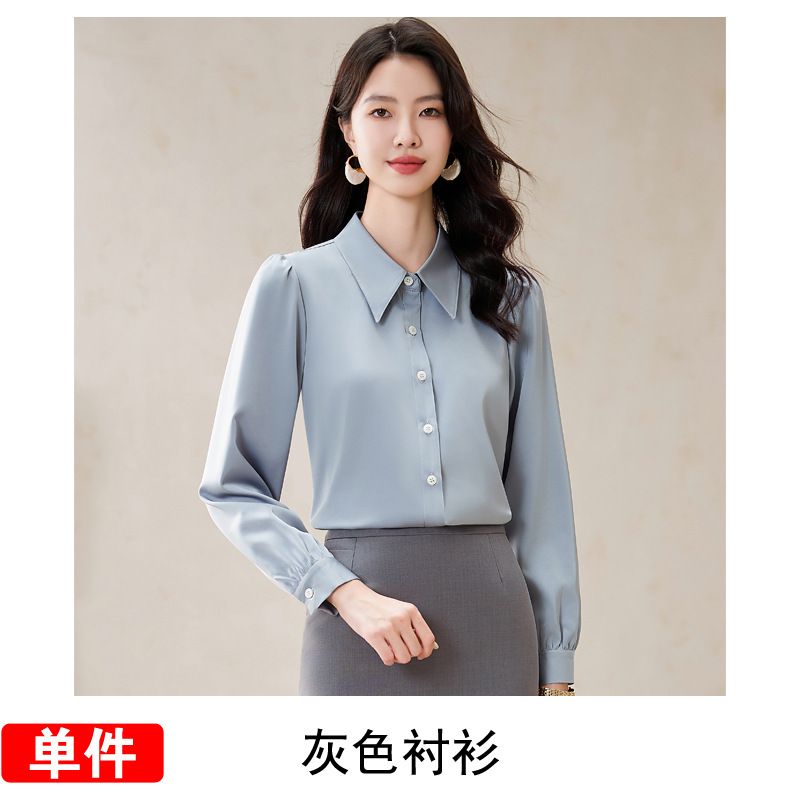 Hot selling long sleeved shirt Solid casual slim fitting temperament Women's shirt Suit bottom top