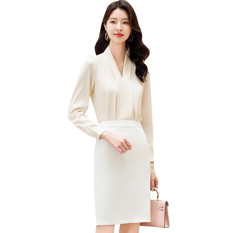 Temperament white long-sleeved shirt blouse trousers fashion all-match suit business wear work clothes