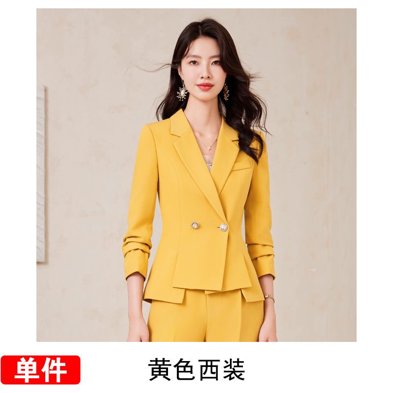 Factory sales jacket slim women's solid color high-quality long sleeve Blazer trousers suit office business suit