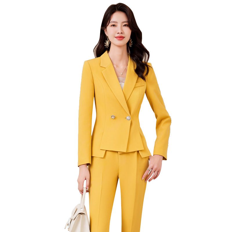 Factory sales jacket slim women's solid color high-quality long sleeve Blazer trousers suit office business suit