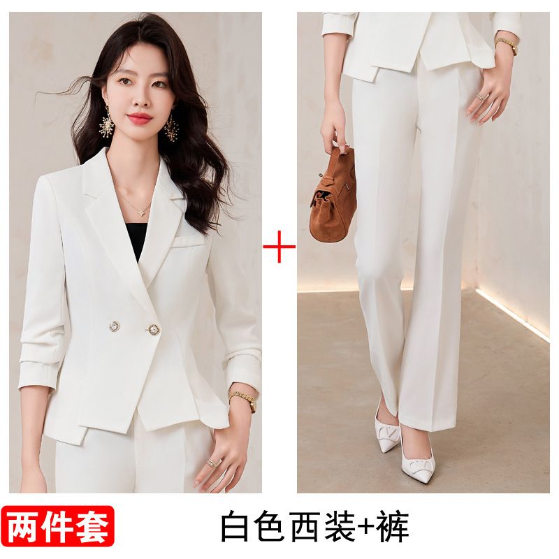 Factory sales jacket slim women's solid color high-quality long sleeve Blazer trousers suit office business suit