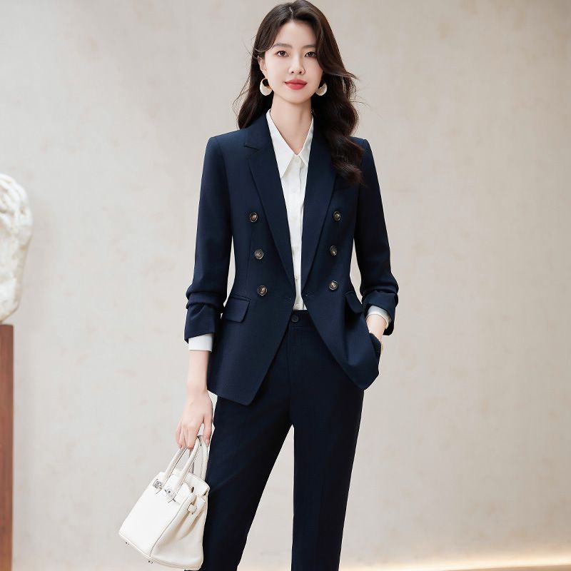 High-quality 3 Piece Set Double-breasted Formal Pant Suit Office Lady Uniform Designs Women Keep Slim Blazer and Pant