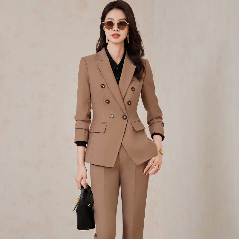 High-quality 3 Piece Set Double-breasted Formal Pant Suit Office Lady Uniform Designs Women Keep Slim Blazer and Pant