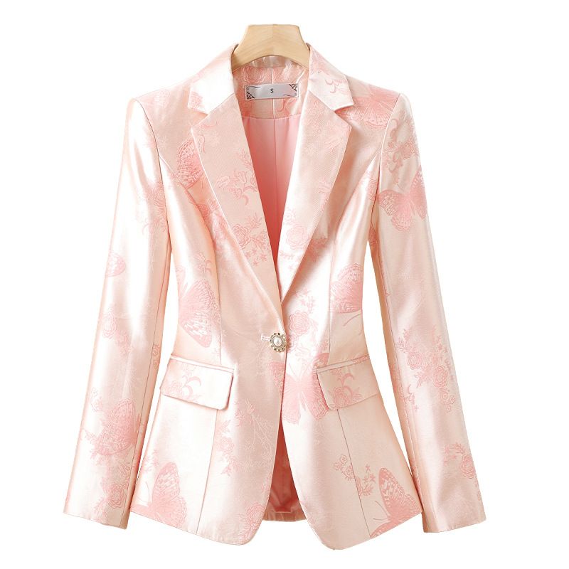 Wholesale Spring Autumn Ladies Blazer Office Fashion Design Metal Buttons Women Suit Jacket