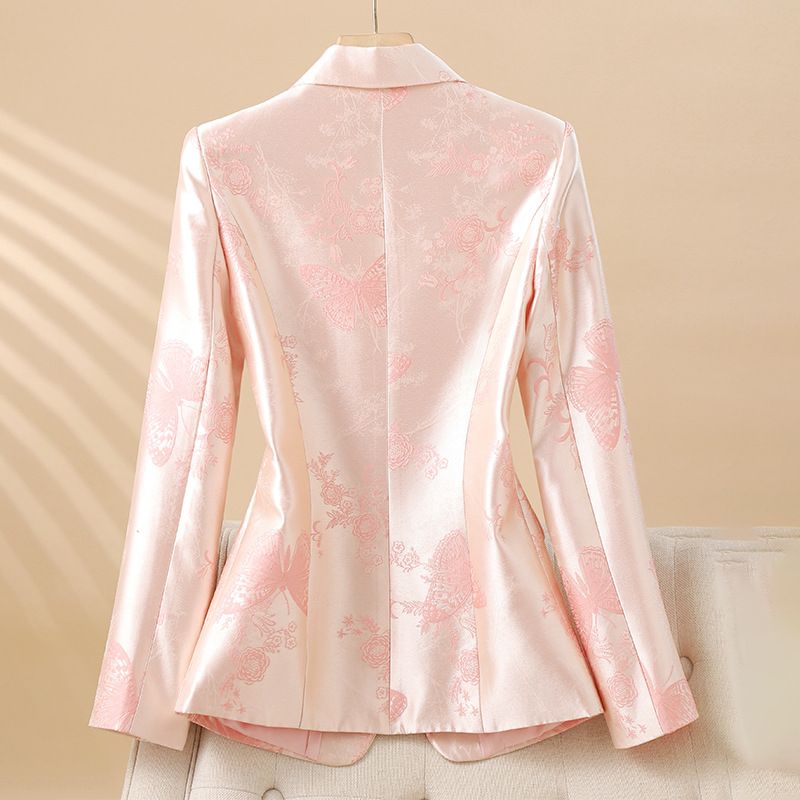Wholesale Spring Autumn Ladies Blazer Office Fashion Design Metal Buttons Women Suit Jacket