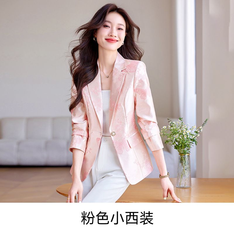 Wholesale Spring Autumn Ladies Blazer Office Fashion Design Metal Buttons Women Suit Jacket
