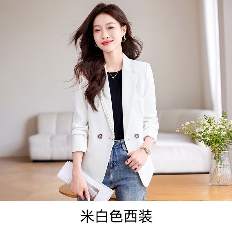 Women Lady Suit Coat Matching Chiffon Three Quarter Sleeve Thin Coat Solid Color Jacket Suit Lapel Diamond V-neck Elegant Coat