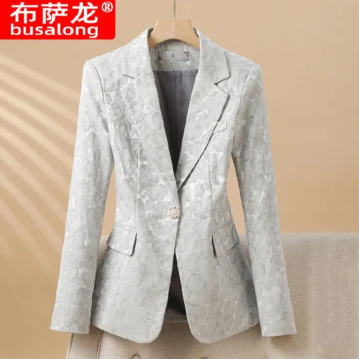 WholesaleSpring Autumn Ladies Blazer Office Fashion Design Metal Buttons Women Suit Jacket