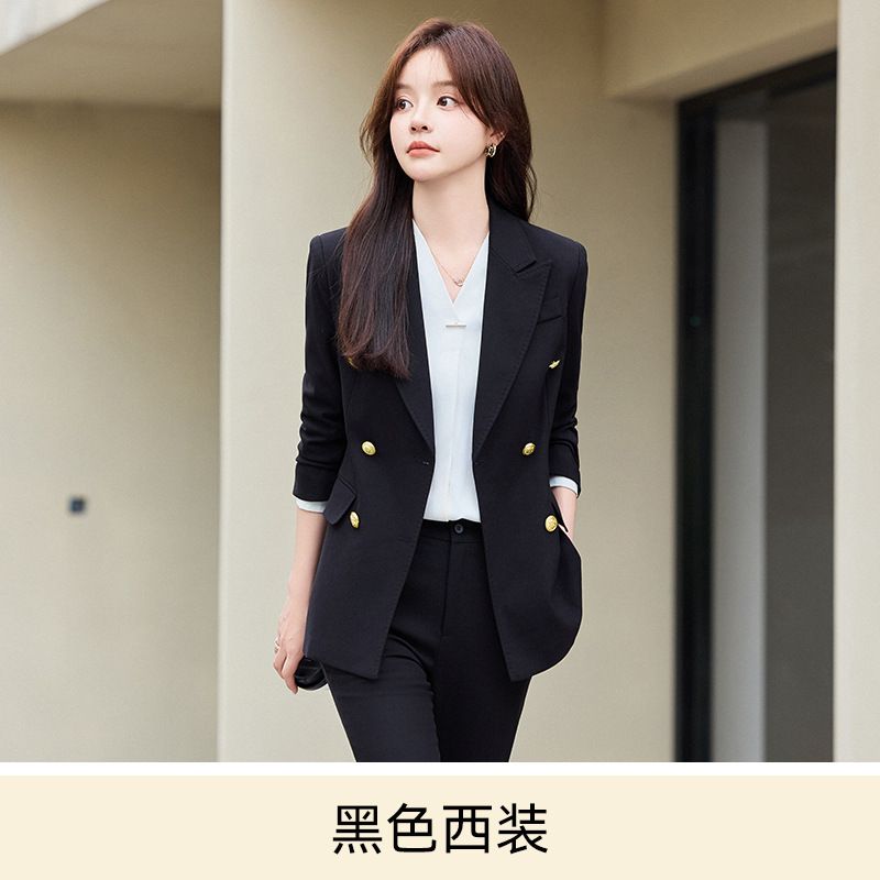 Autumn Winter Caramel Suit for Women Professional Goddess Temperament for Annual Meeting Host Formal Hotel Overalls