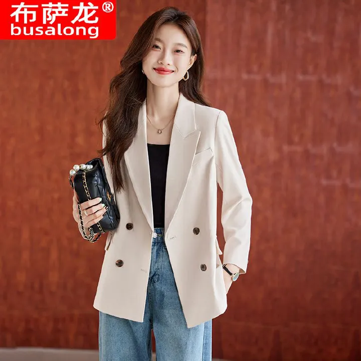 New autumn and winter women's suit solid double breasted long sleeve fashionable women's Blazer