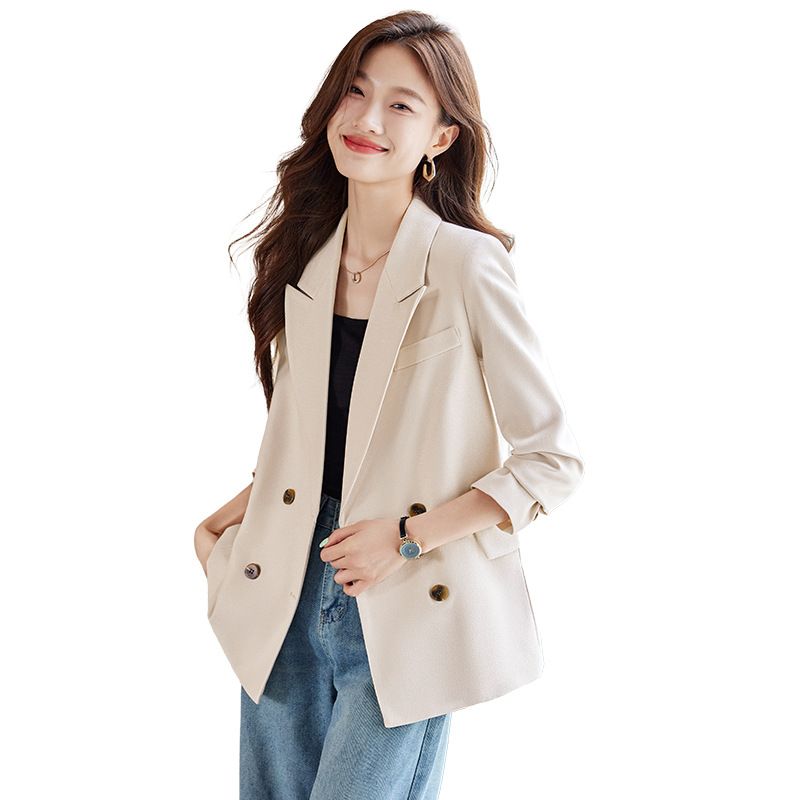 New autumn and winter women's suit solid double breasted long sleeve fashionable women's Blazer