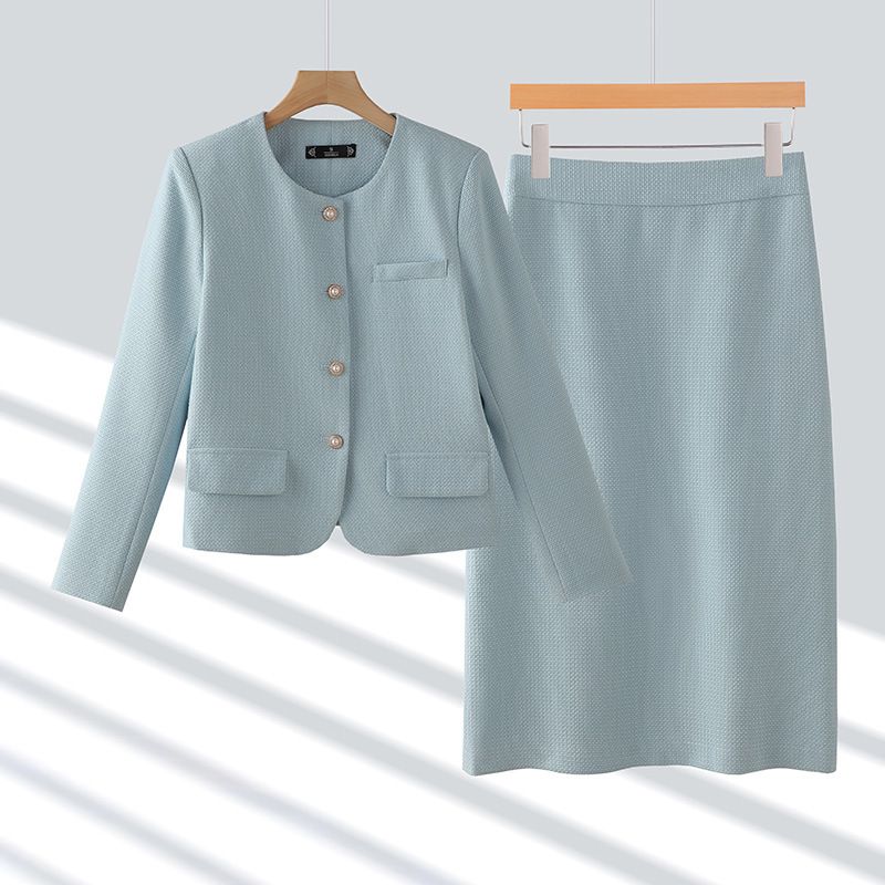 High quality new women's suit jacket half skirt two-piece set, fashionable business office party long sleeved jacket set