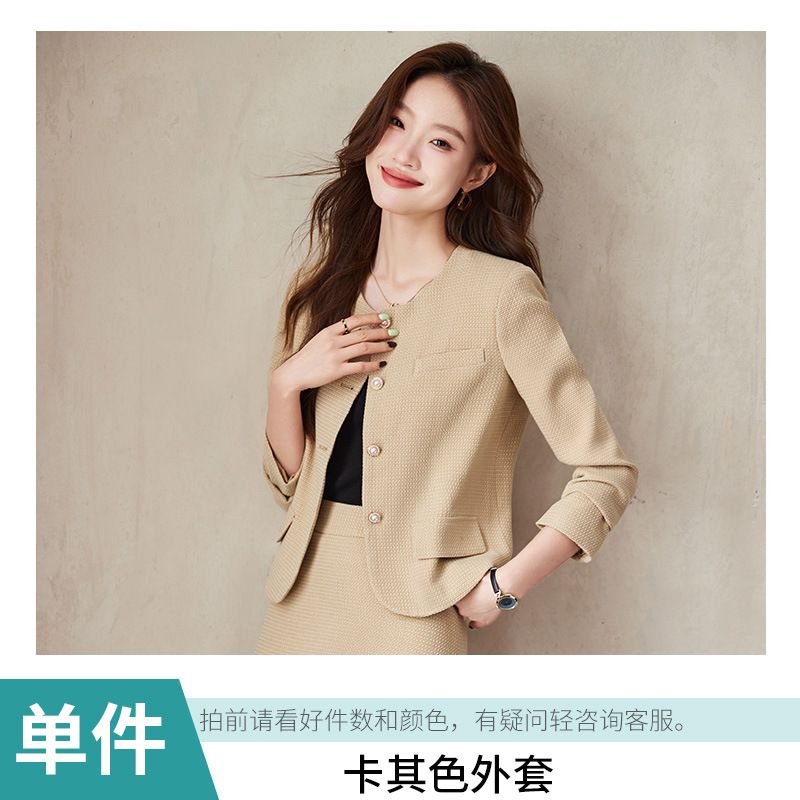 High quality new women's suit jacket half skirt two-piece set, fashionable business office party long sleeved jacket set
