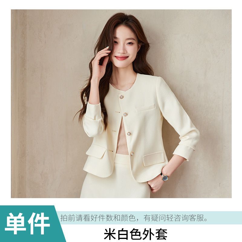 High quality new women's suit jacket half skirt two-piece set, fashionable business office party long sleeved jacket set