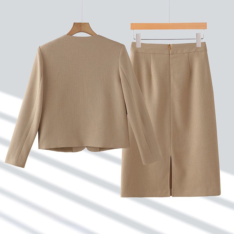 High quality new women's suit jacket half skirt two-piece set, fashionable business office party long sleeved jacket set