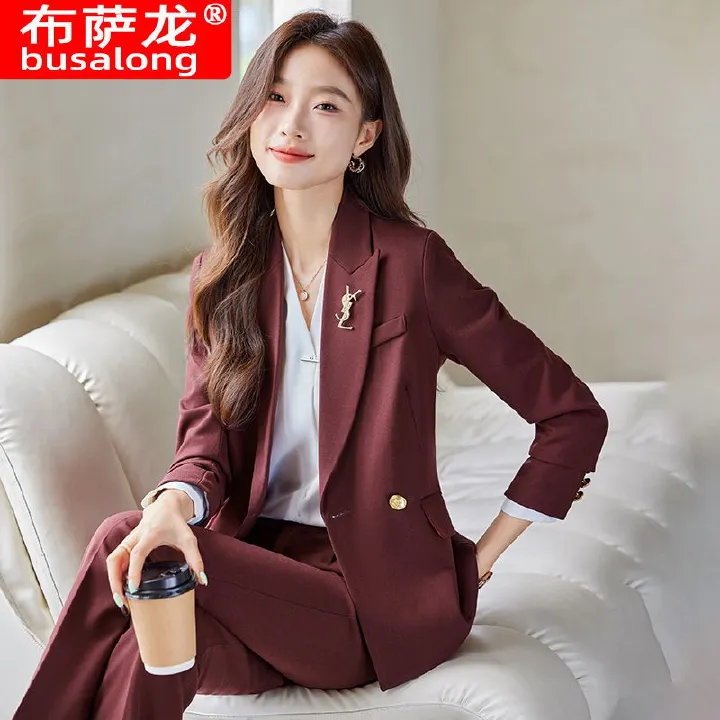 China Manufacture Minimalist Style Anti-wrinkle Blazer and Trouser Women Business Suits