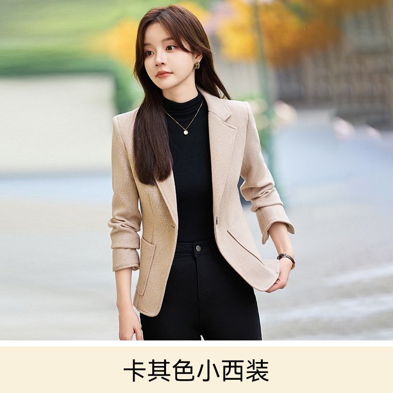 Autumn Winter New Pink Elegant Fashion Casual Small Suit Collar Coat Female Senior Sense Warm Blazer