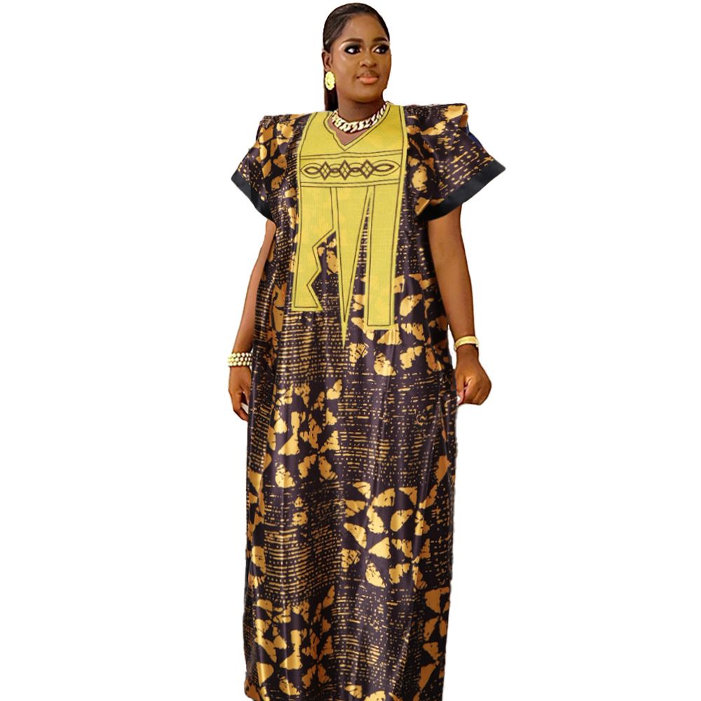 Dashiki Traditional Africa Clothes Ankara Outfits Evening Gown With Headtie Muslim Woman Boubou