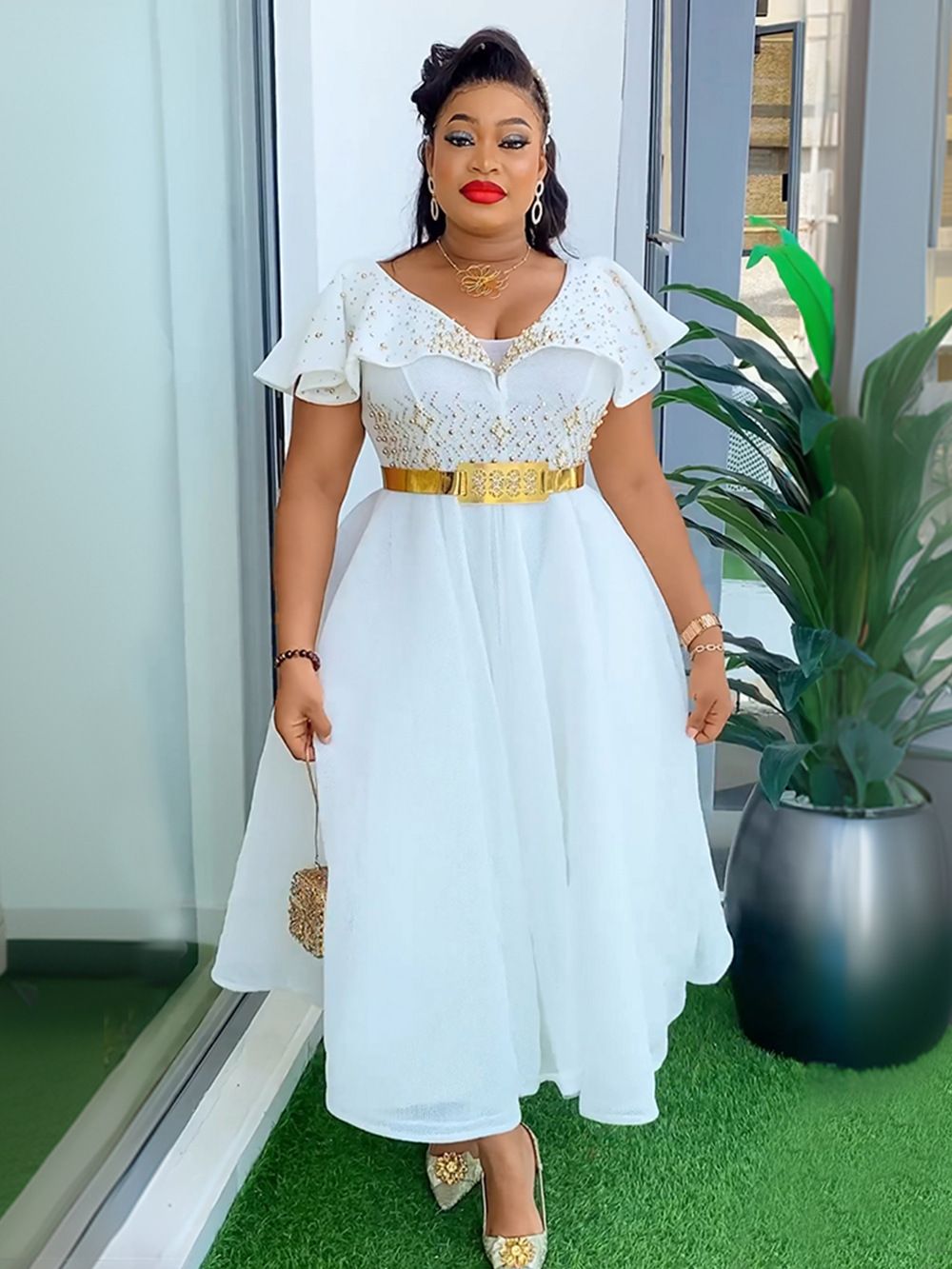 Plus Size African Wedding Party Dresses for Women New Dashiki Ankara Evening Gown Elegant Turkey Outfit Robe Africa Clothes