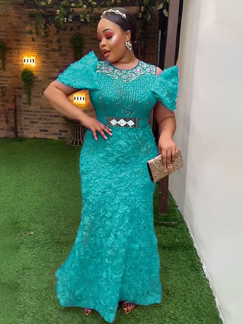 African Clothes Plus Size Evening Dresses for Women African Luxury Sequin Elegant Wedding Party Long Dress Ankara Clothing