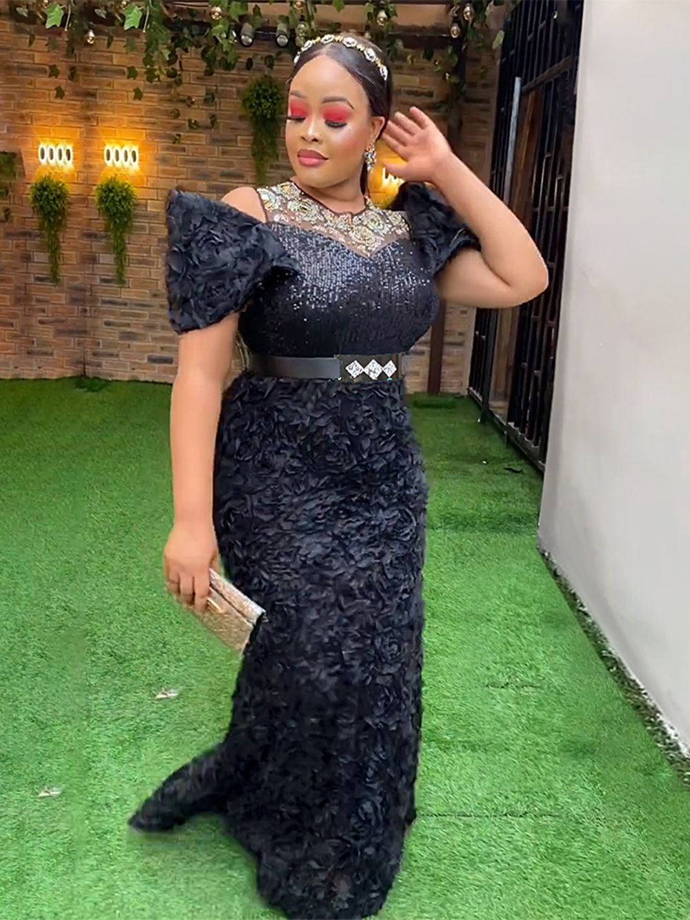 African Clothes Plus Size Evening Dresses for Women African Luxury Sequin Elegant Wedding Party Long Dress Ankara Clothing
