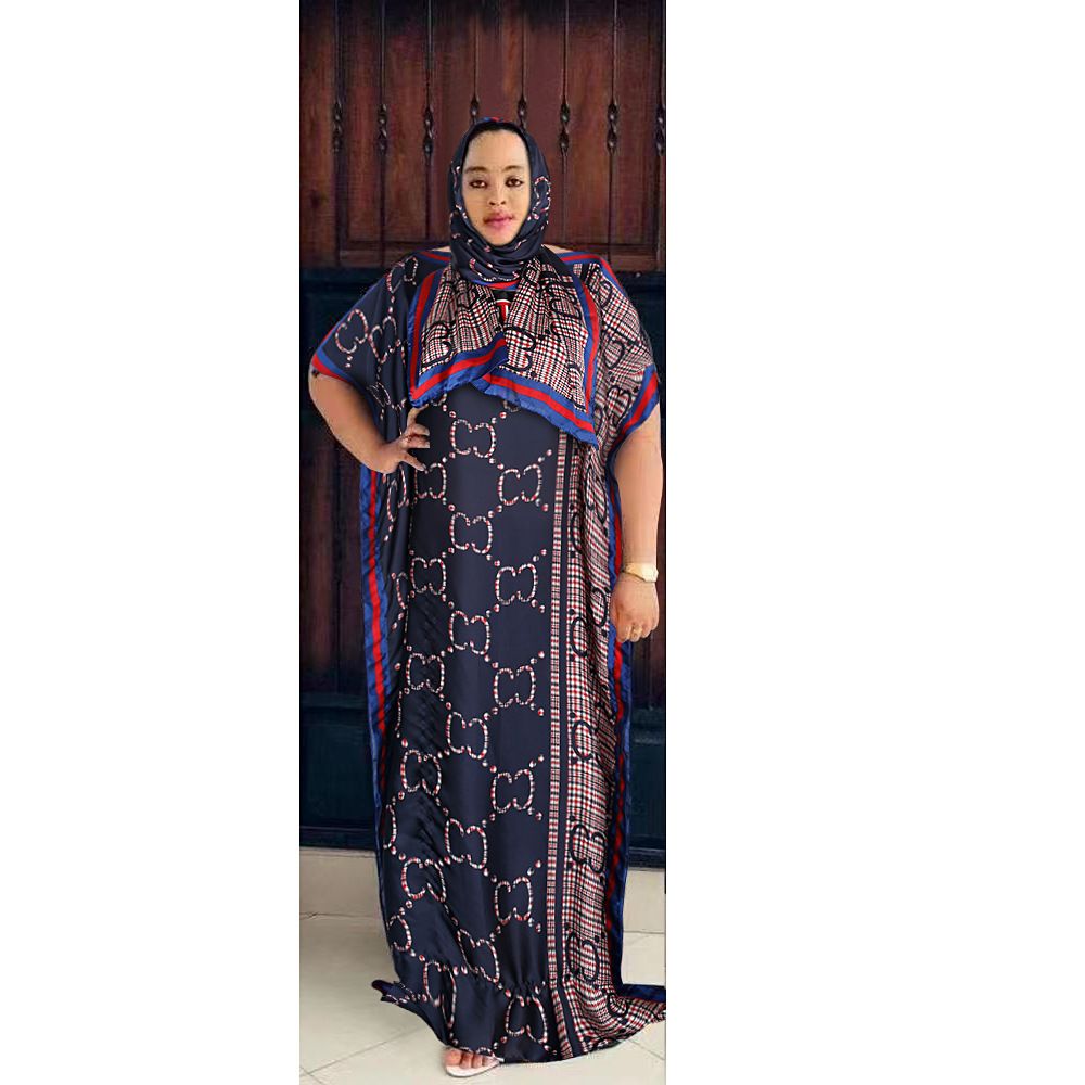 Print Casual Women Summer Long Maxi Dress Beachwear 100% Cotton Plus Size V- Neck Dresses For Women