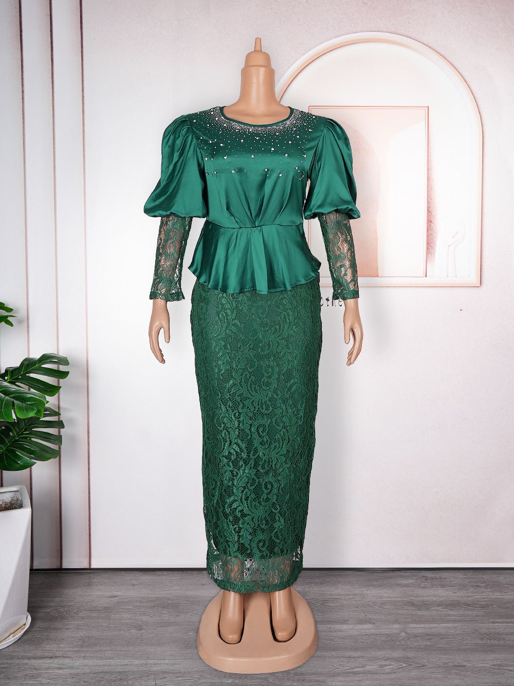 Ankara Dresses Dubai Luxury Dress for Women Evening Autumn Long Sleeve O-neck Plus Size Evening Gown Dresses Women Outfits