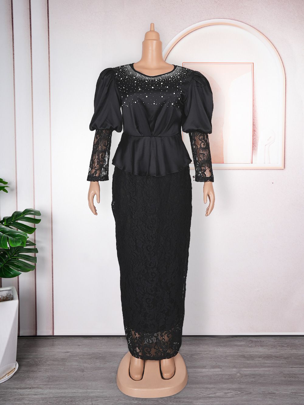 Ankara Dresses Dubai Luxury Dress for Women Evening Autumn Long Sleeve O-neck Plus Size Evening Gown Dresses Women Outfits