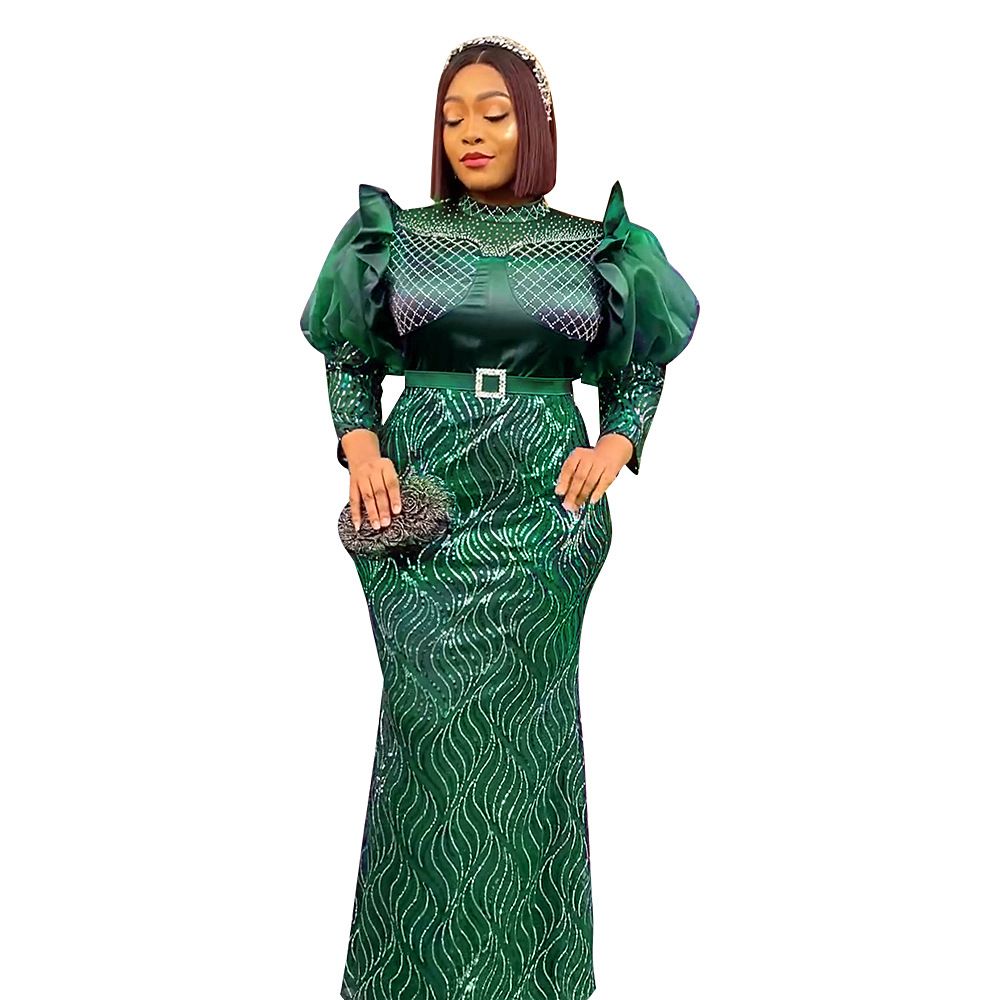 Plus Size African Dubai Luxury Sequin Evening Party Long Dresses for Women Ankara Turkey Outfits Gowns Africa Clothing