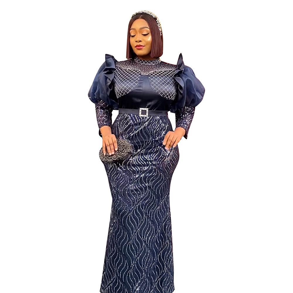 Plus Size African Dubai Luxury Sequin Evening Party Long Dresses for Women Ankara Turkey Outfits Gowns Africa Clothing