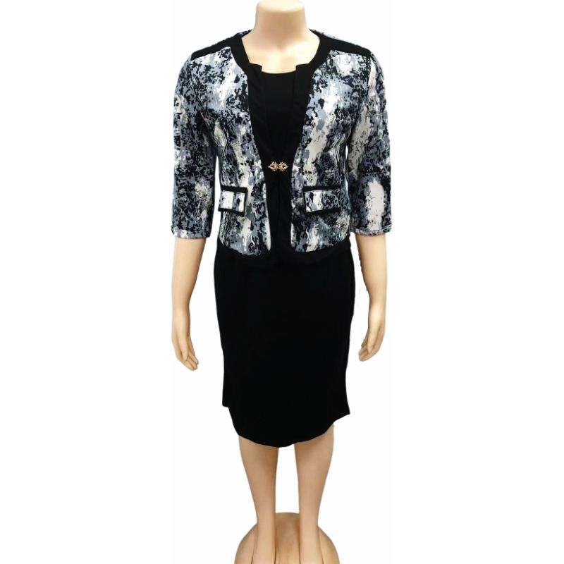 New African Clothes Printed Plus Size Dress Turkey Women Formal Office Dresses And Jacket 2 Piece plus size women's clothing