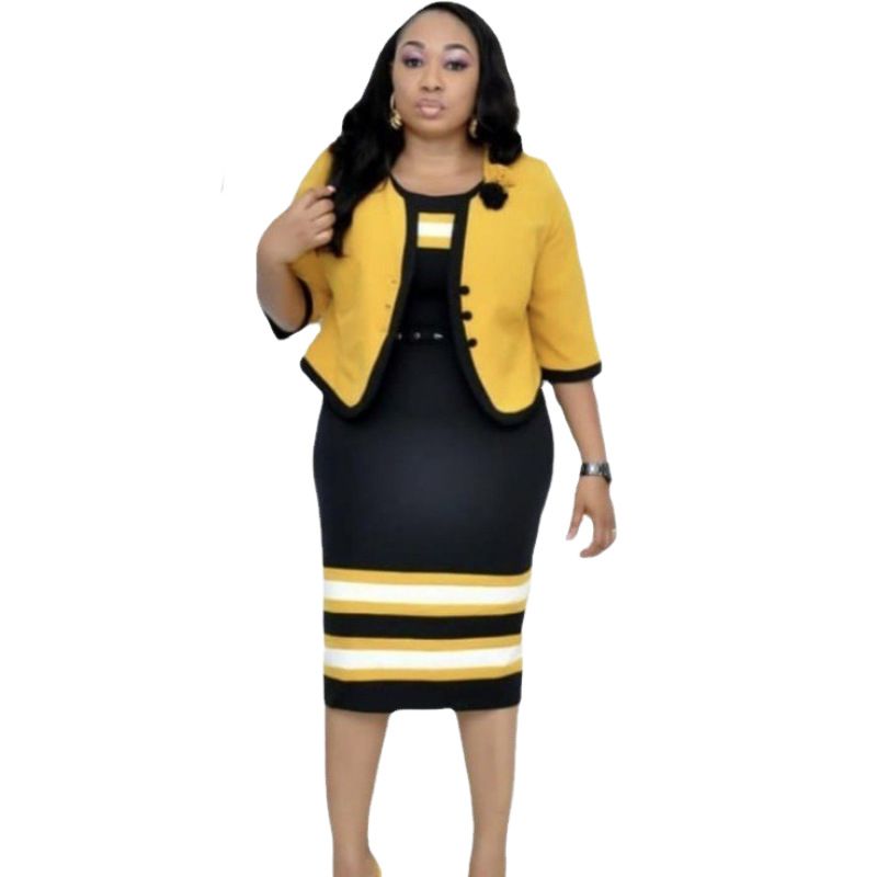 New Fashion Turkey Women Office Dress Elegant Blazer Dress Set African Plus Size Womens Dress