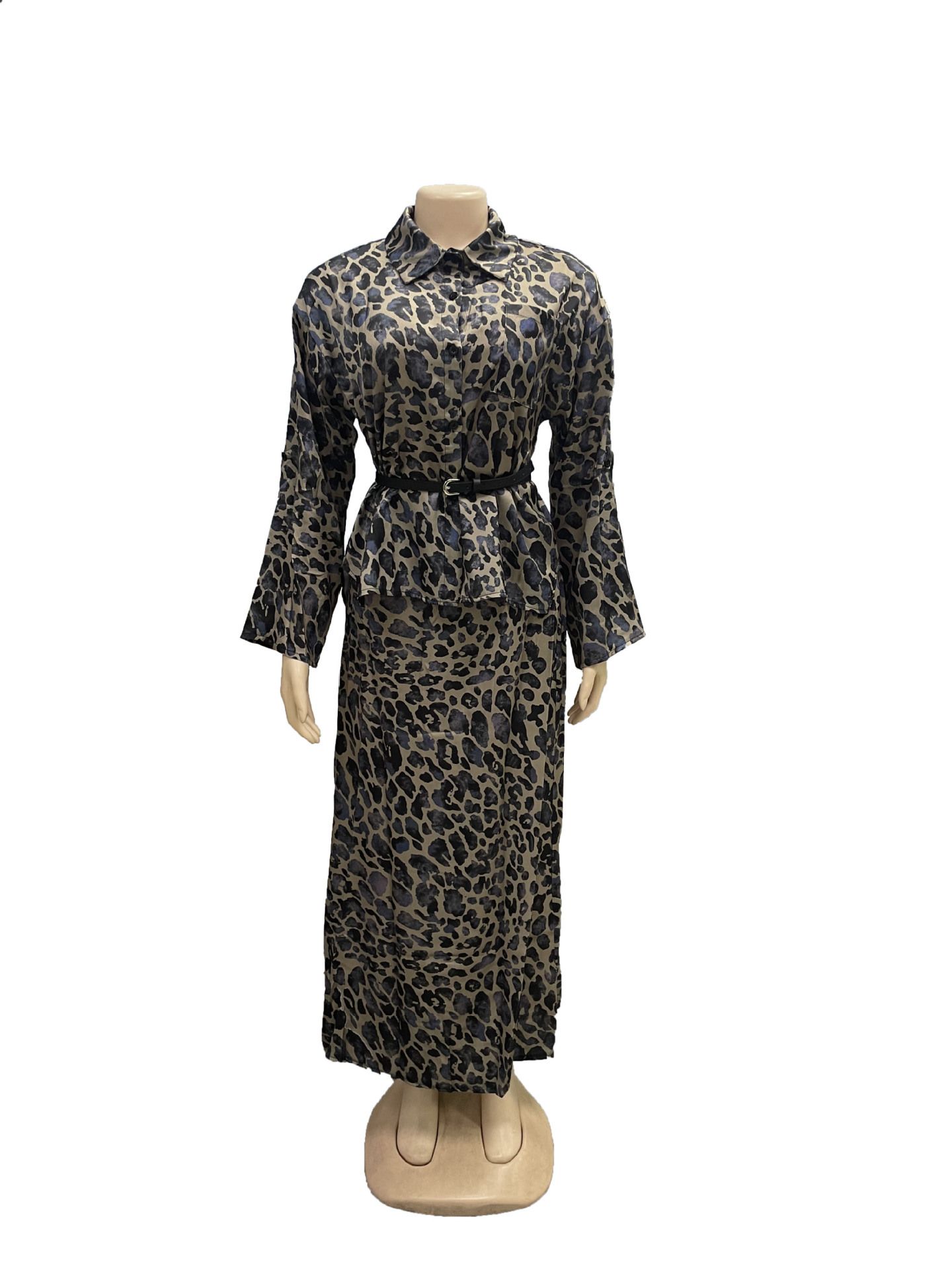 Abaya Muslim Women Islamic Evening Dresses For Girls UK Leopard Print Skirt And Long Sleeve Shirt Set Muslim Dress Trending