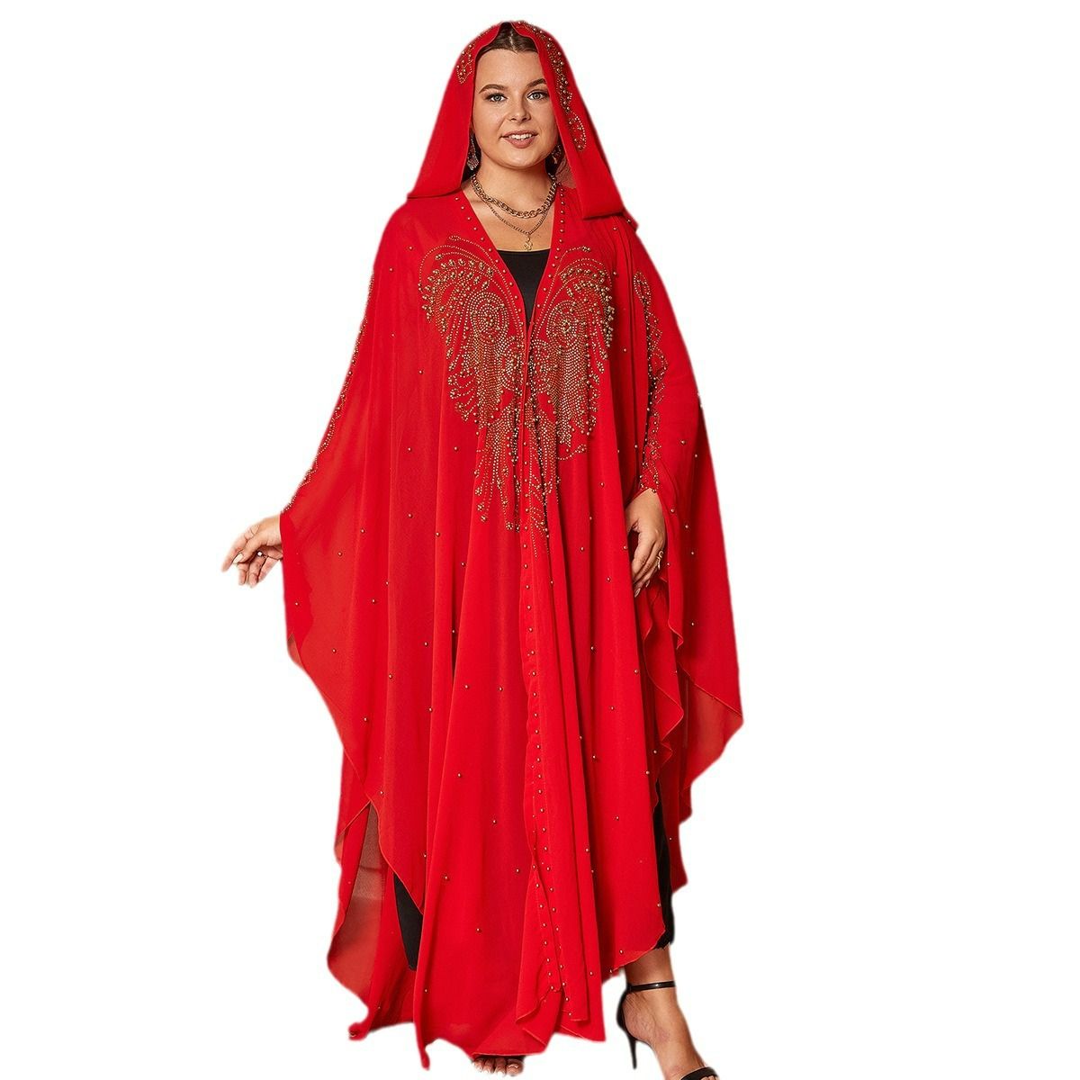 Wholesale Plus Size Women's Muslin Dresses Ladies Lace Loose Colorful Skirts Beaded Chiffon Dresses