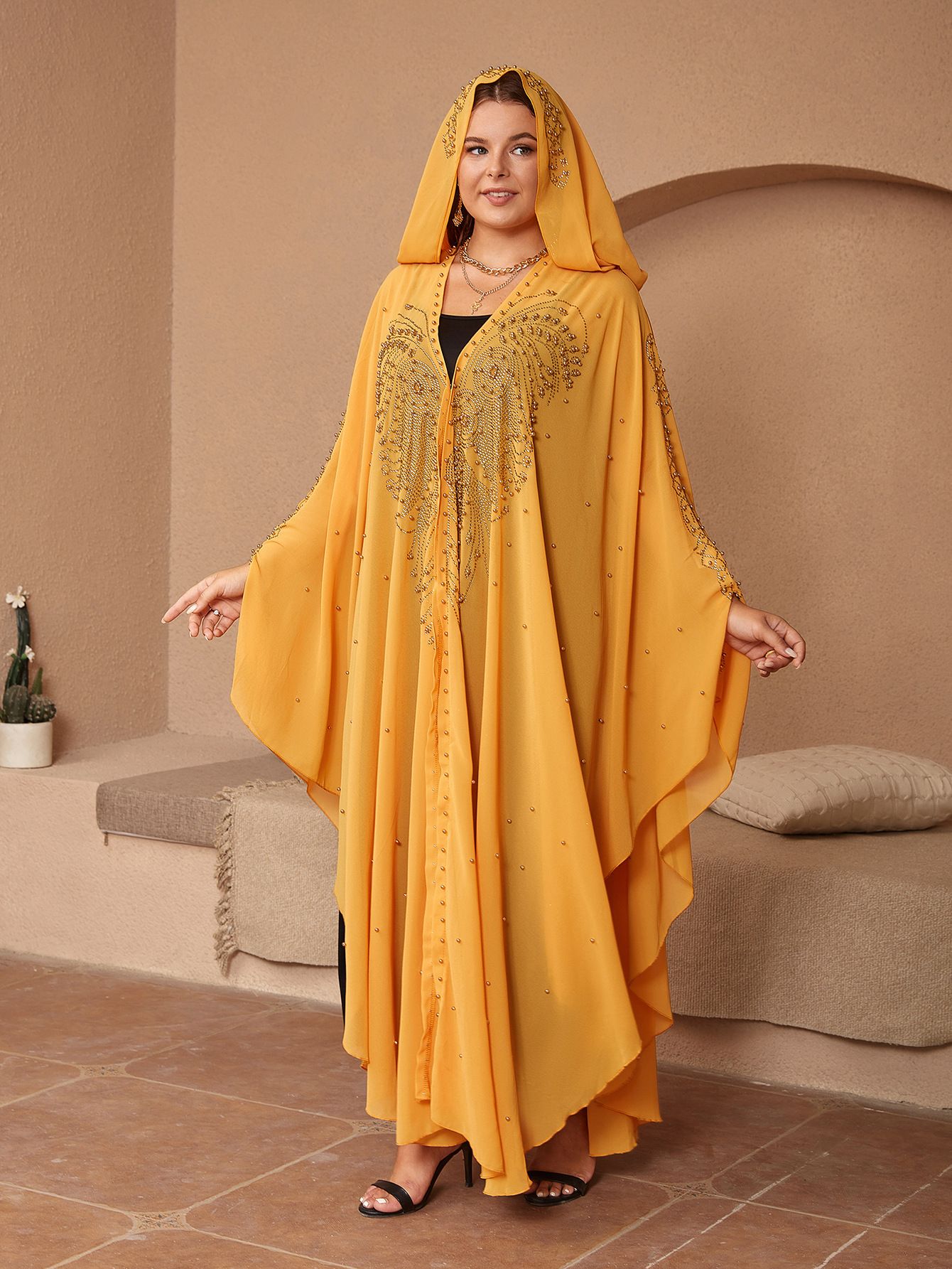 Wholesale Plus Size Women's Muslin Dresses Ladies Lace Loose Colorful Skirts Beaded Chiffon Dresses