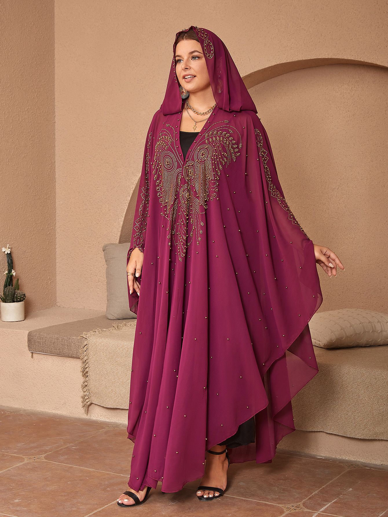 Wholesale Plus Size Women's Muslin Dresses Ladies Lace Loose Colorful Skirts Beaded Chiffon Dresses