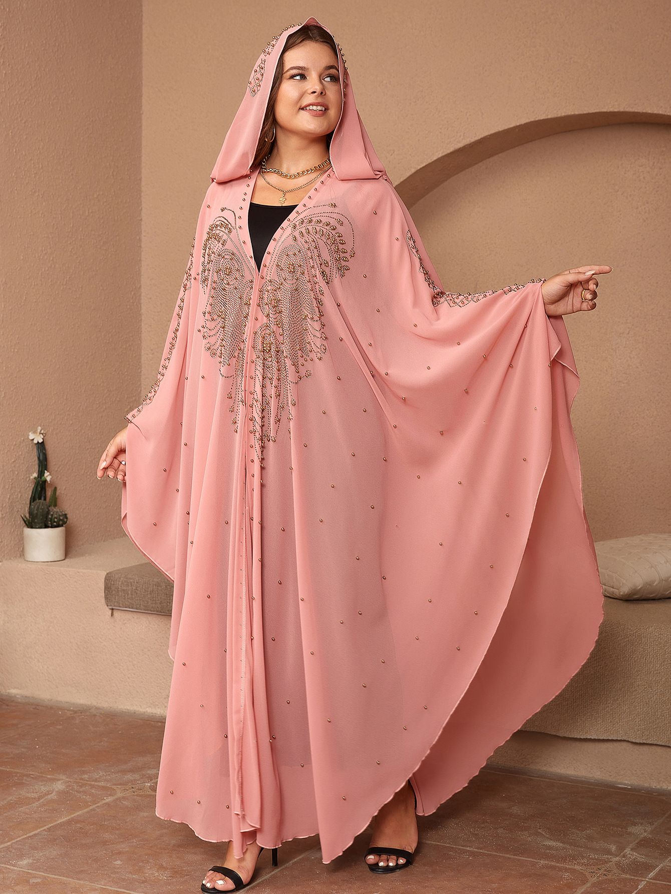 Wholesale Plus Size Women's Muslin Dresses Ladies Lace Loose Colorful Skirts Beaded Chiffon Dresses