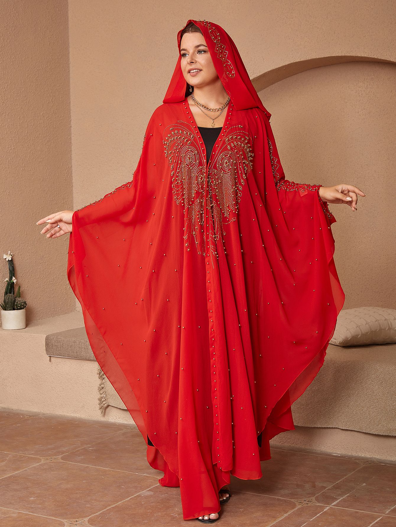 Wholesale Plus Size Women's Muslin Dresses Ladies Lace Loose Colorful Skirts Beaded Chiffon Dresses