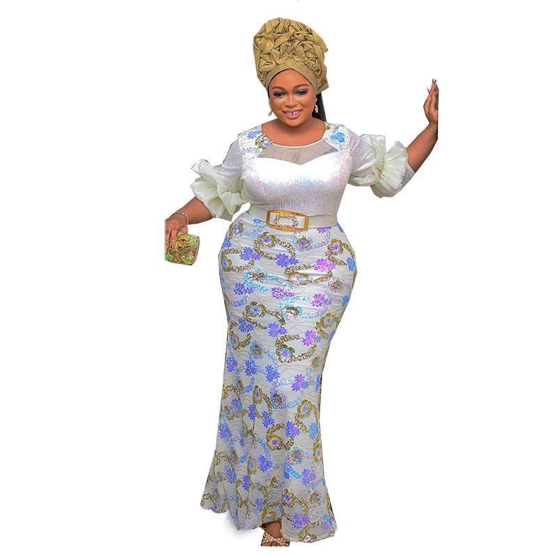 African Women Plus Size Evening Dresses Wedding Party Long Luxury Sequin Gown Bodycon Mermaid Dress Ankara Ladies Clothing