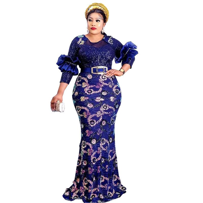 African Women Plus Size Evening Dresses Wedding Party Long Luxury Sequin Gown Bodycon Mermaid Dress Ankara Ladies Clothing